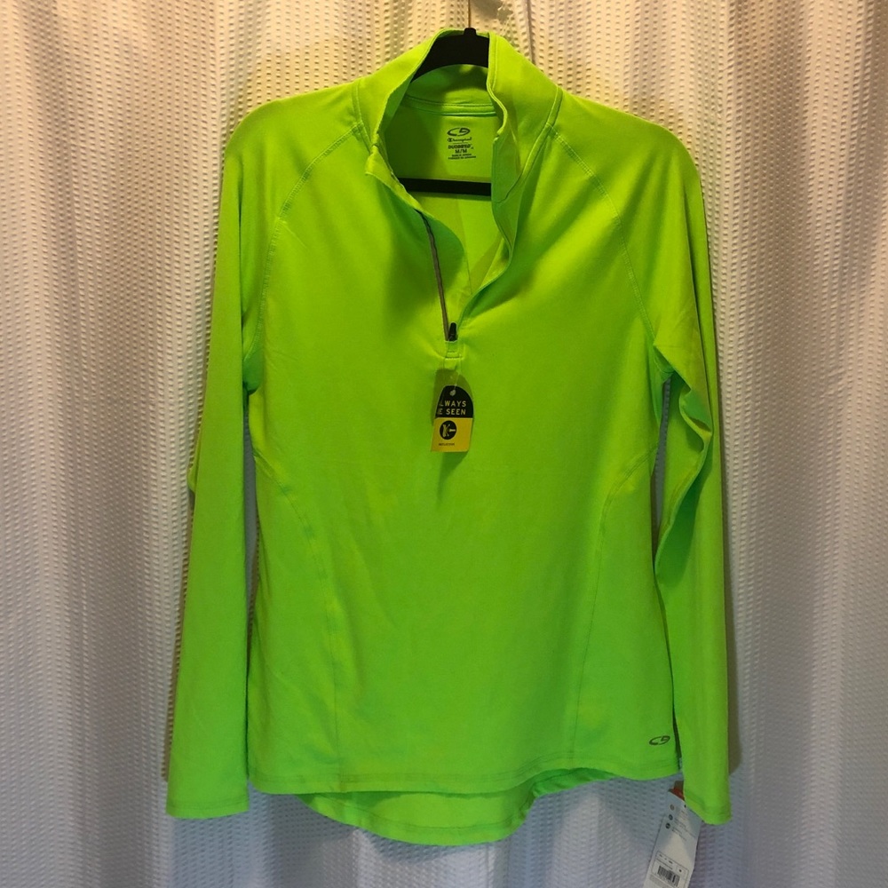 C9 by Champion Women's Neon Green Quarter-Zip Long Sleeve Top